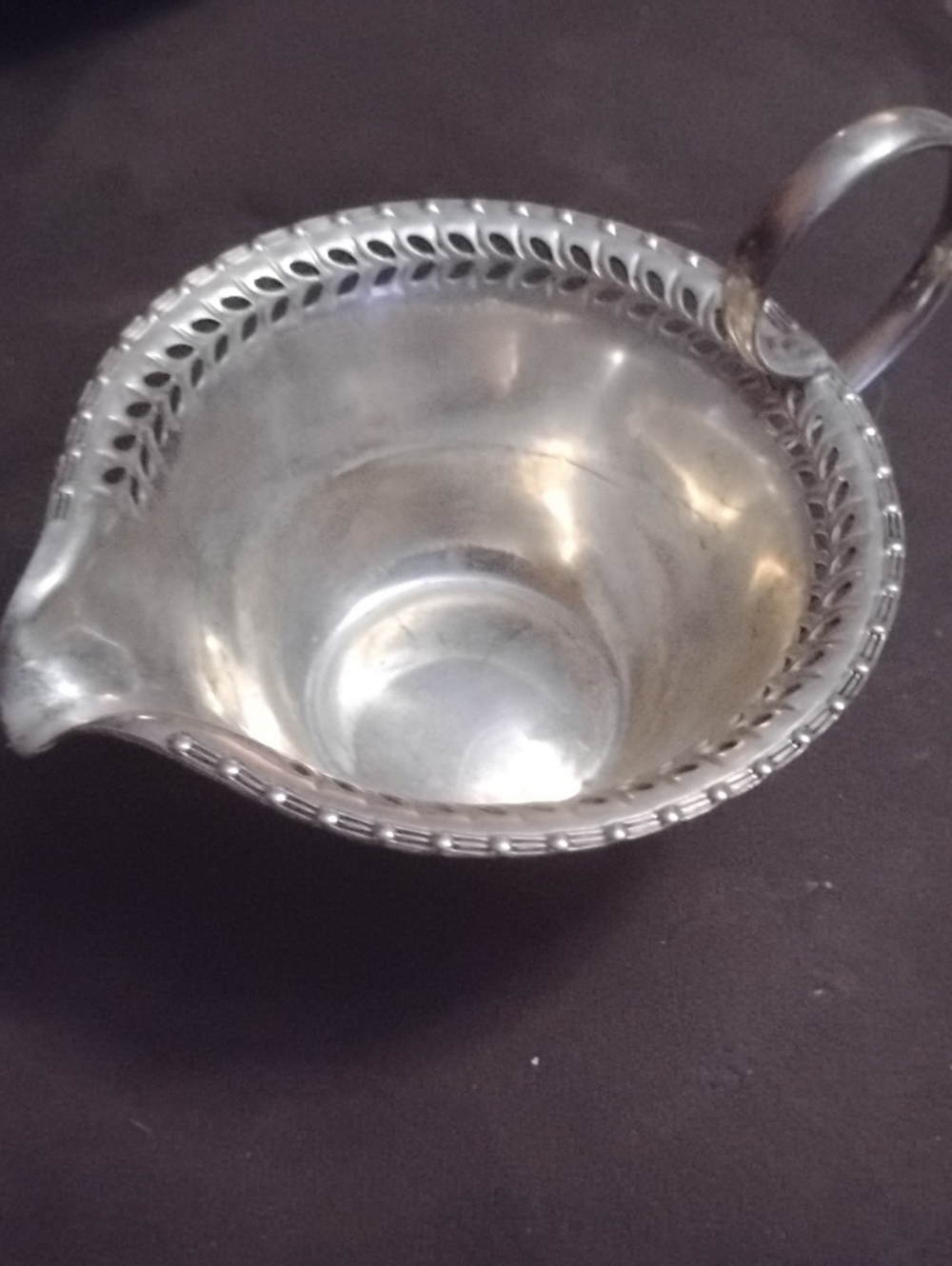 Source Unknown Silver-Tone Pierced Rim Creamer Pitcher